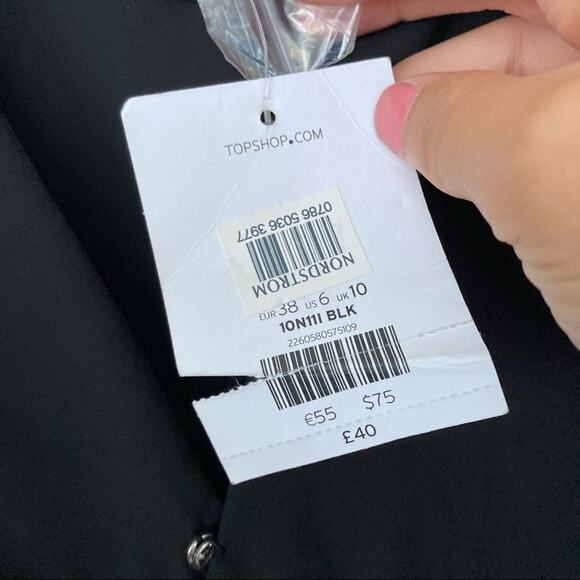 Topshop Black Twist Front Surplice Dress Sz 6 - Picture 5 of 8